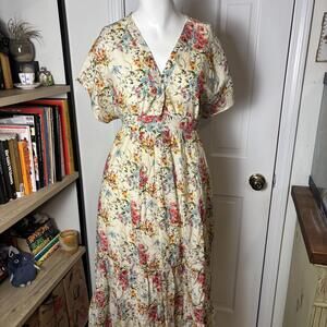 Vintage Boho Silk Floral Dress